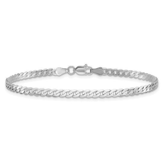14k White Gold 2.9mm Flat Curb Bracelet