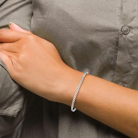 14k White Gold 2.9mm Flat Curb Bracelet