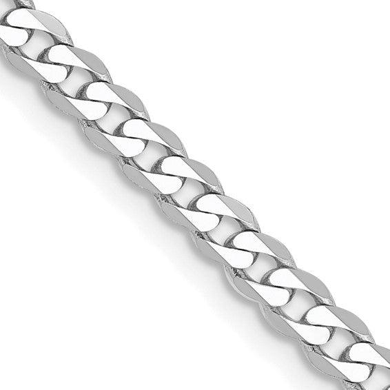 14k White Gold 2.9mm Flat Curb Chain