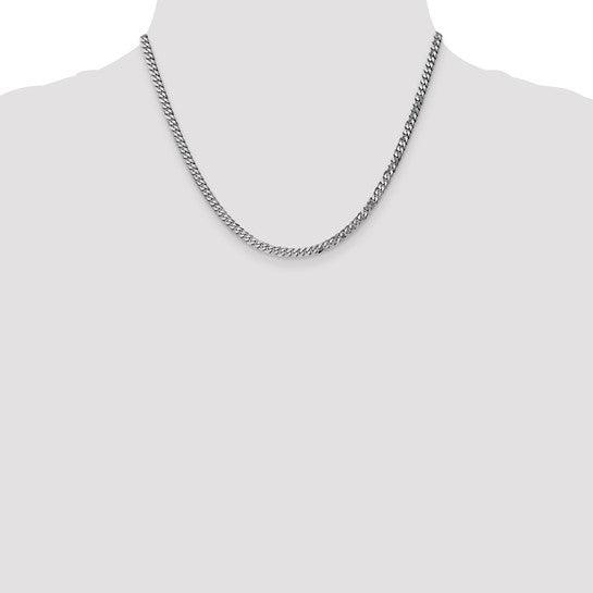 14k White Gold 3.9mm Flat Curb Chain