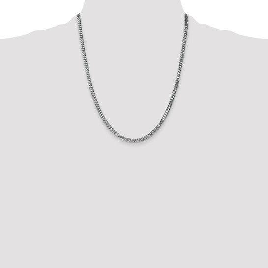 14k White Gold 3.9mm Flat Curb Chain