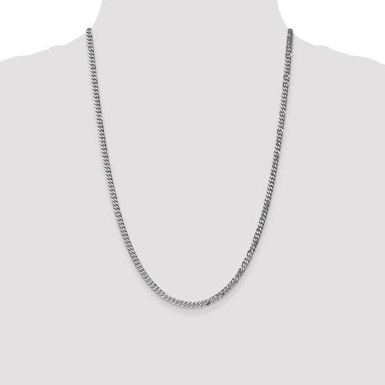 14k White Gold 3.9mm Flat Curb Chain