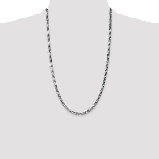 14k White Gold 3.9mm Flat Curb Chain