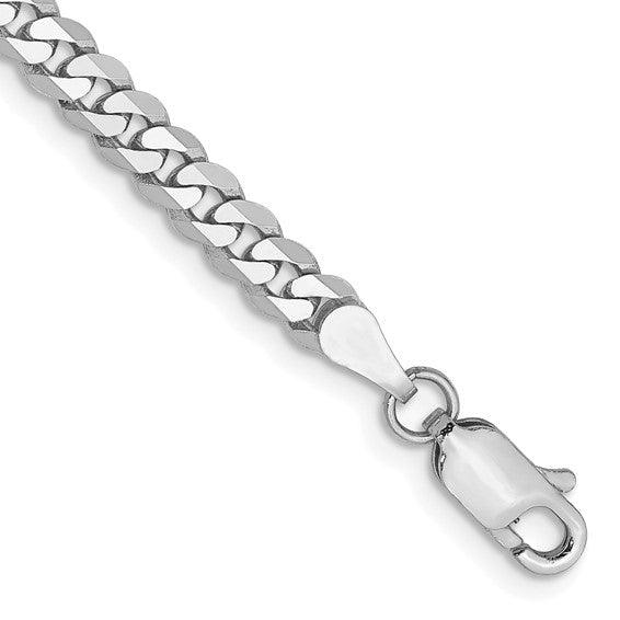 14k White Gold 3.9mm Flat Curb Bracelet