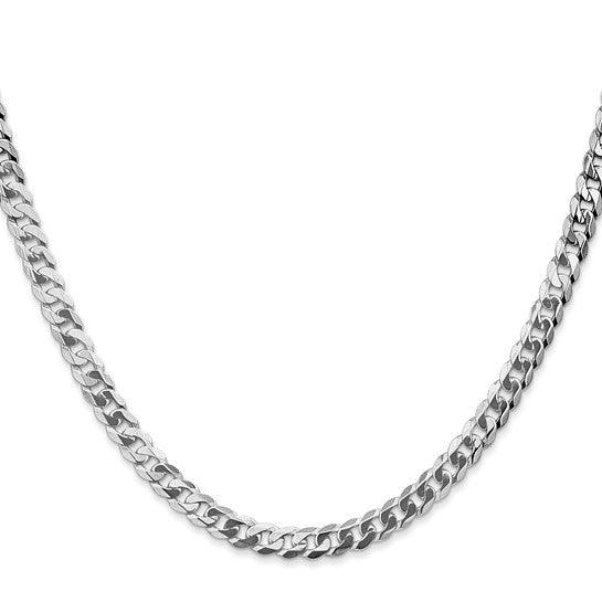 14k White Gold 4.75mm Flat Curb Chain