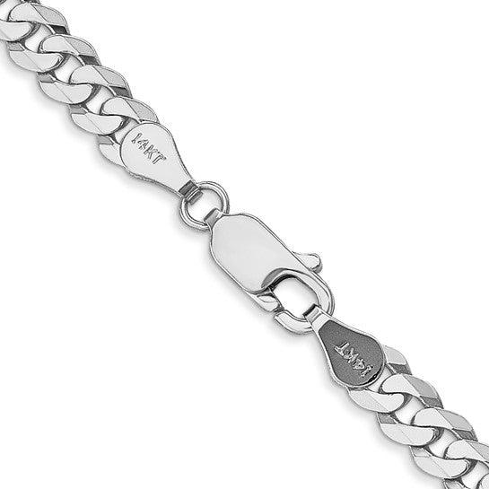 14k White Gold 4.75mm Flat Curb Chain