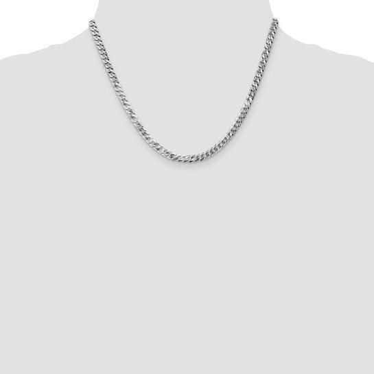 14k White Gold 4.75mm Flat Curb Chain