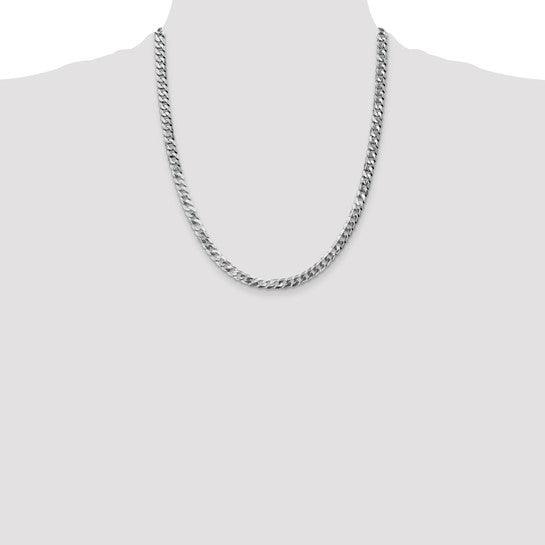 14k White Gold 4.75mm Flat Curb Chain