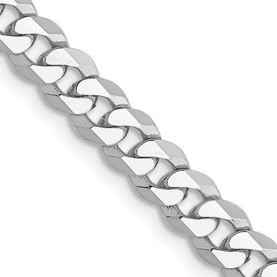 14k White Gold 4.75mm Flat Curb Chain
