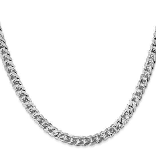 14k White Gold 5.75mm Flat Curb Chain