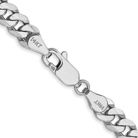 14k White Gold 5.75mm Flat Curb Chain