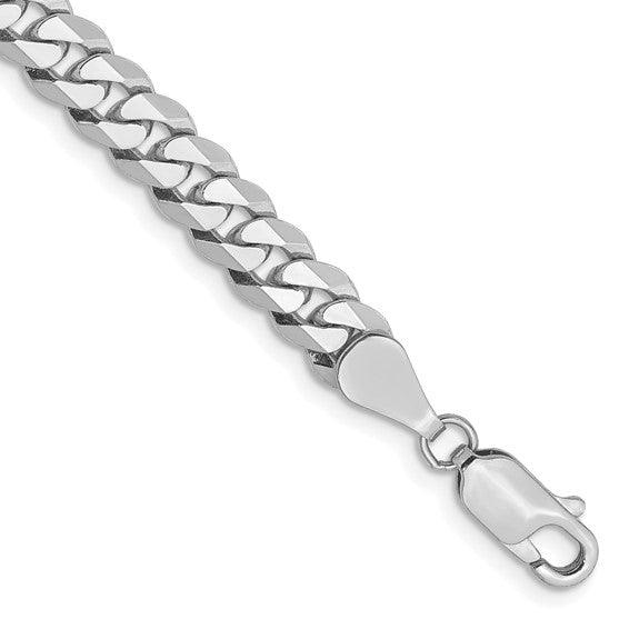 14k White Gold 5.45mm Flat Curb Bracelet