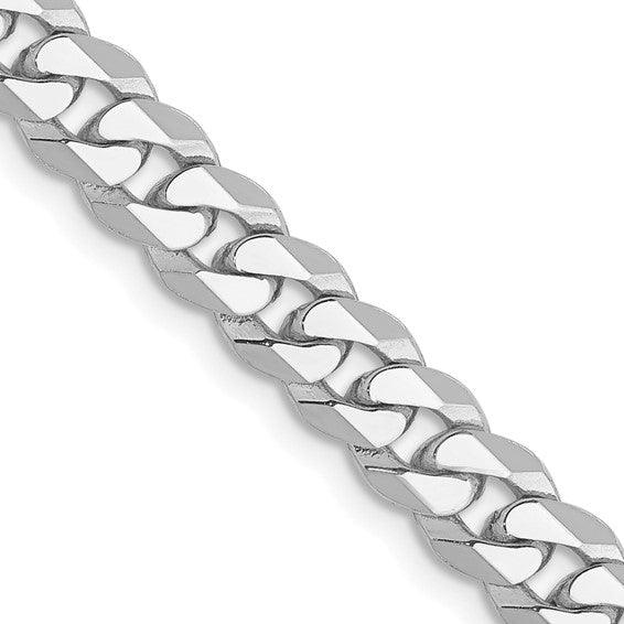 14k White Gold 5.75mm Flat Curb Chain