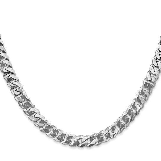 14k White Gold 3.9mm Flat Curb Chain