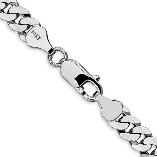 14k White Gold 6.25mm Flat Curb Chain