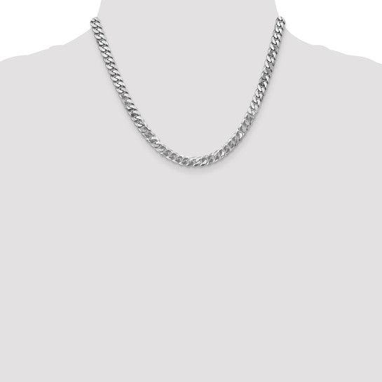 14k White Gold 6.25mm Flat Curb Chain