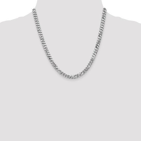 14k White Gold 6.25mm Flat Curb Chain