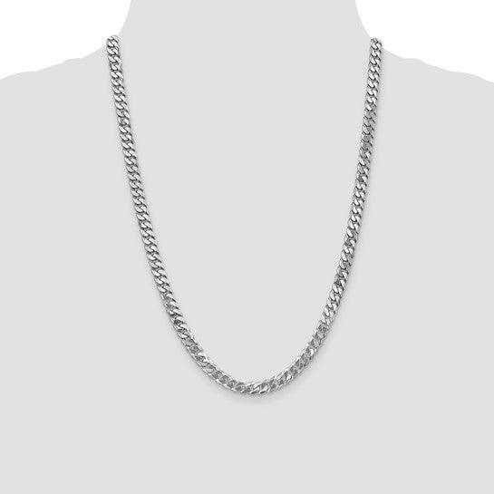 14k White Gold 6.25mm Flat Curb Chain
