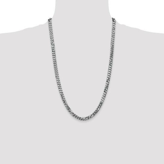 14k White Gold 6.25mm Flat Curb Chain