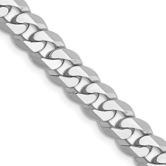 14k White Gold 6.25mm Flat Curb Chain