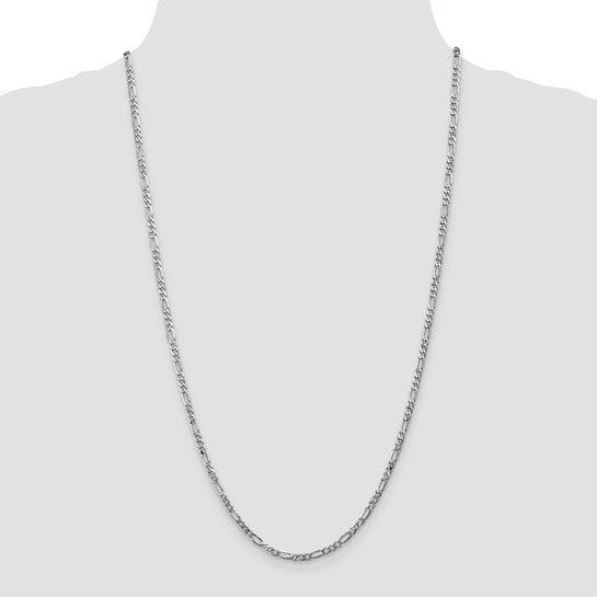 14k White Gold 3.0mm Flat Figaro Chain