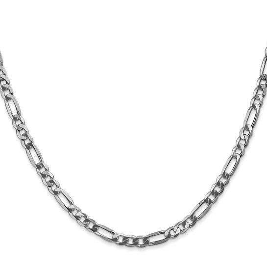 14k White Gold 4.0mm Flat Figaro Chain