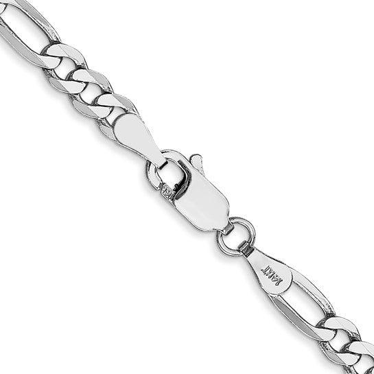 14k White Gold 4.0mm Flat Figaro Chain