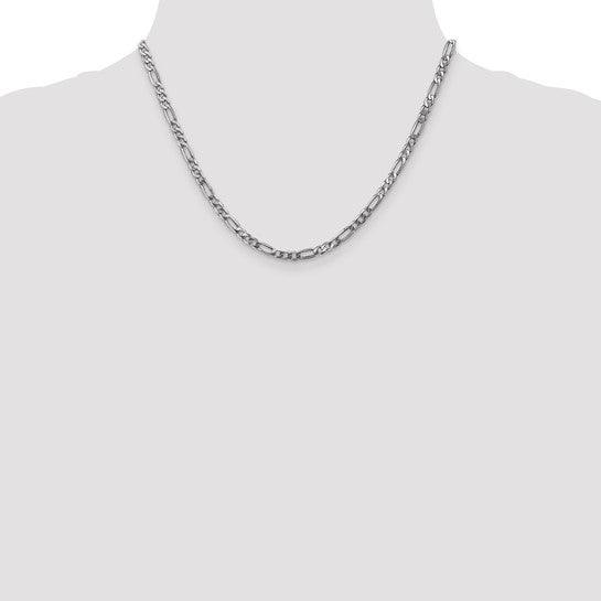 14k White Gold 4.0mm Flat Figaro Chain