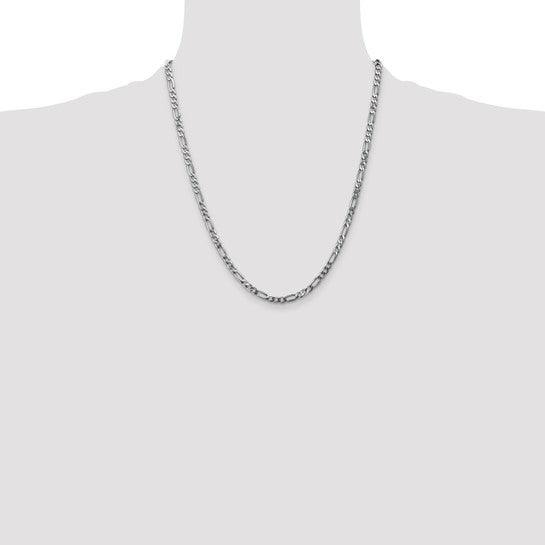 14k White Gold 4.0mm Flat Figaro Chain