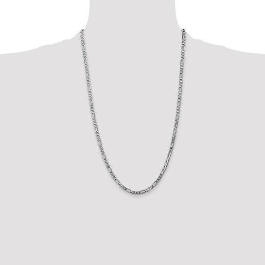 14k White Gold 4.0mm Flat Figaro Chain