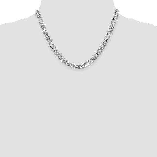 14k White Gold 6.0mm Figaro Chain