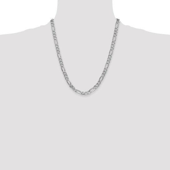 14k White Gold 6.0mm Figaro Chain