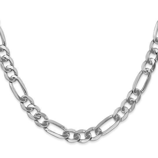 14k White Gold 7.0mm Figaro Chain