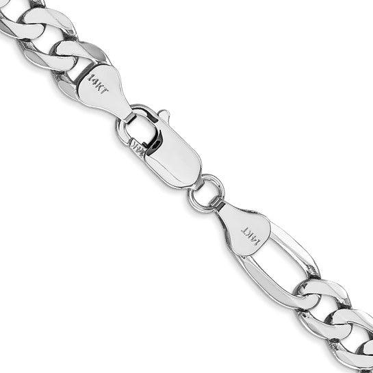 14k White Gold 7.0mm Figaro Chain