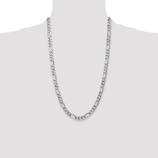 14k White Gold 7.0mm Figaro Chain