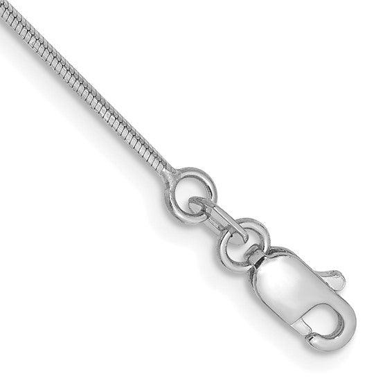 14k White Gold 1.00mm Octagonal Snake Anklet