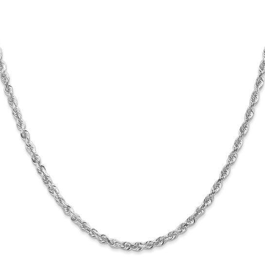 14k White Gold 3.0mm Diamond Cut Quadruple Rope Chain