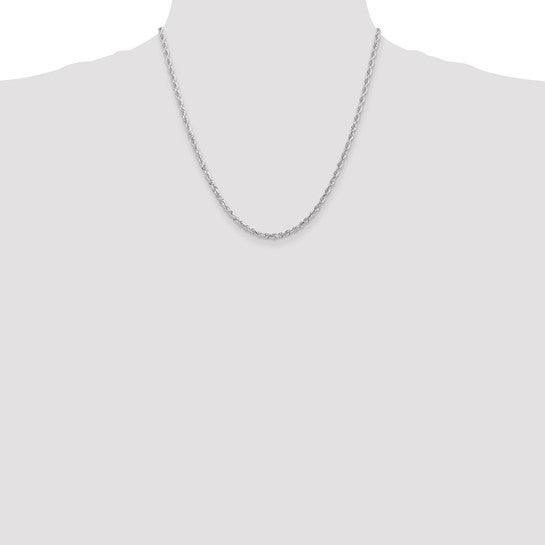 14k White Gold 3.0mm Diamond Cut Quadruple Rope Chain