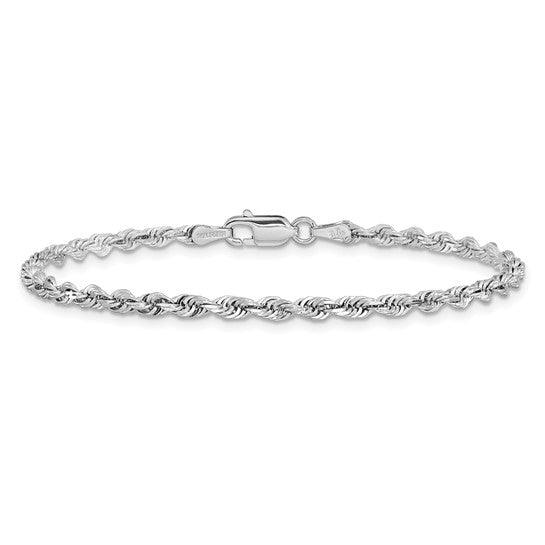 14k White Gold 3.0mm Diamond Cut Quadruple Rope Bracelet