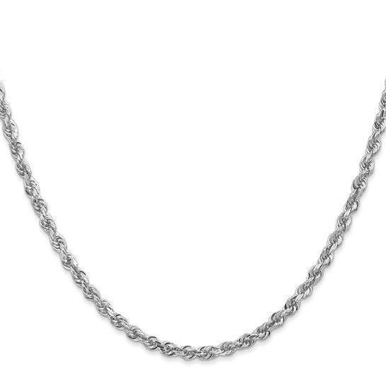 14k White Gold 3.35mm Diamond Cut Quadruple Rope Chain