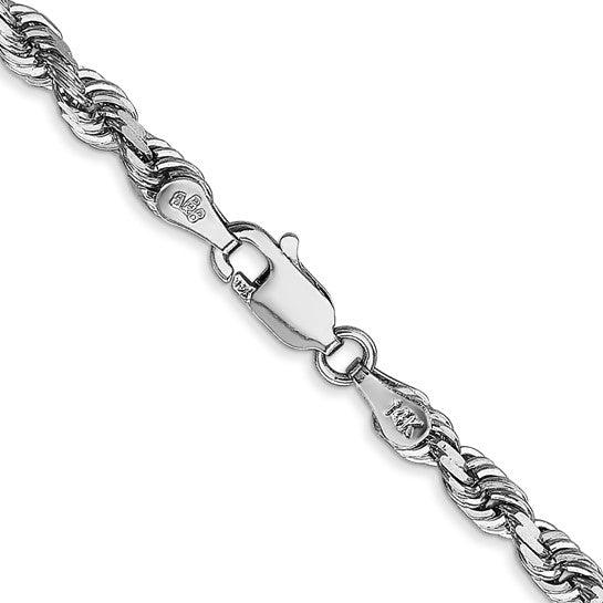 14k White Gold 4mm Diamond Cut Quadruple Rope Chain