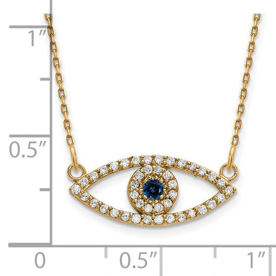 14k Necklace Diamond and Sapphire Evil Eye