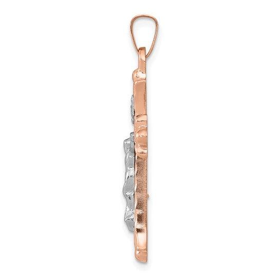 14k Two-tone Hollow Crucifix Pendant