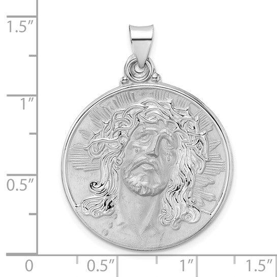 14k Polished and Satin Face of Jesus Medal Pendant