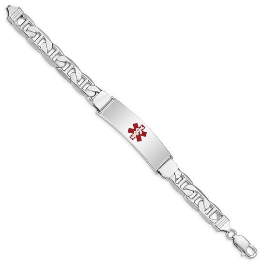 Sterling Silver Rhodium-plated Medical ID Anchor Link Bracelet