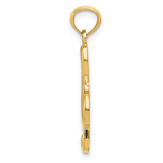 14k Gold Polished Music Note Pendant