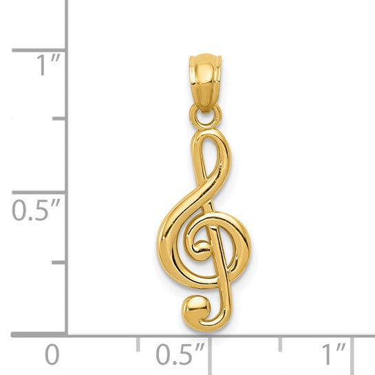 14k Gold Polished Music Note Pendant