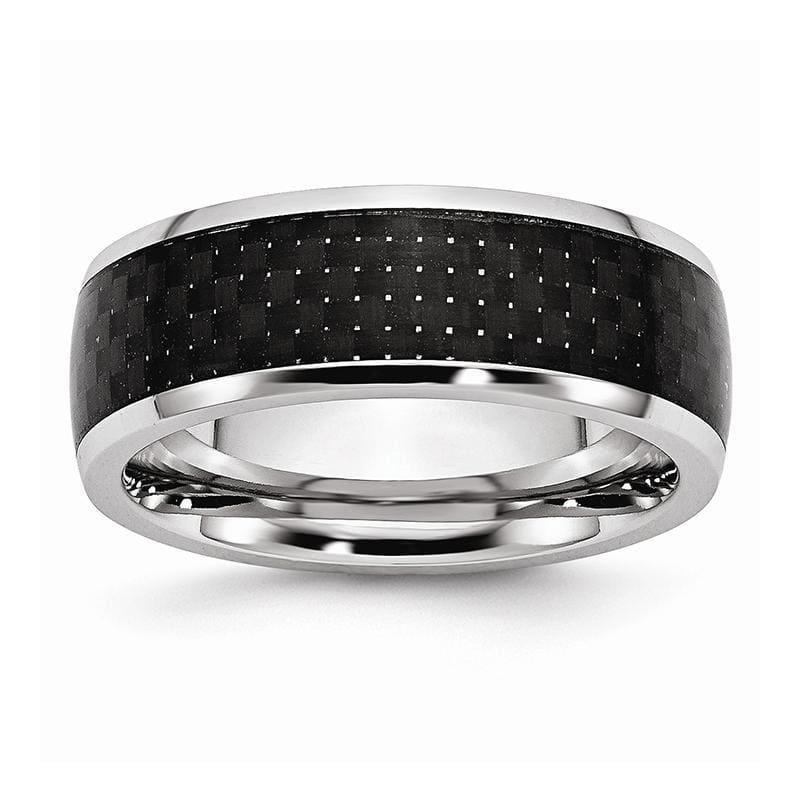 Cobalt Black Carbon Fiber Inlay 8mm Polished Band - Seattle Gold Grillz