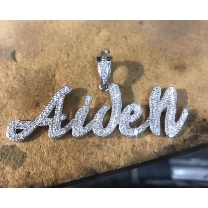 Custom Diamond Flooded Cursive Letter Pendant - Seattle Gold Grillz
