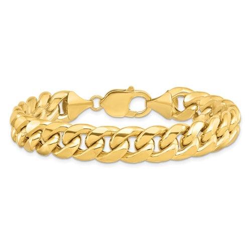 Gold 11mm Semi-Solid Miami Cuban Bracelet - Seattle Gold Grillz